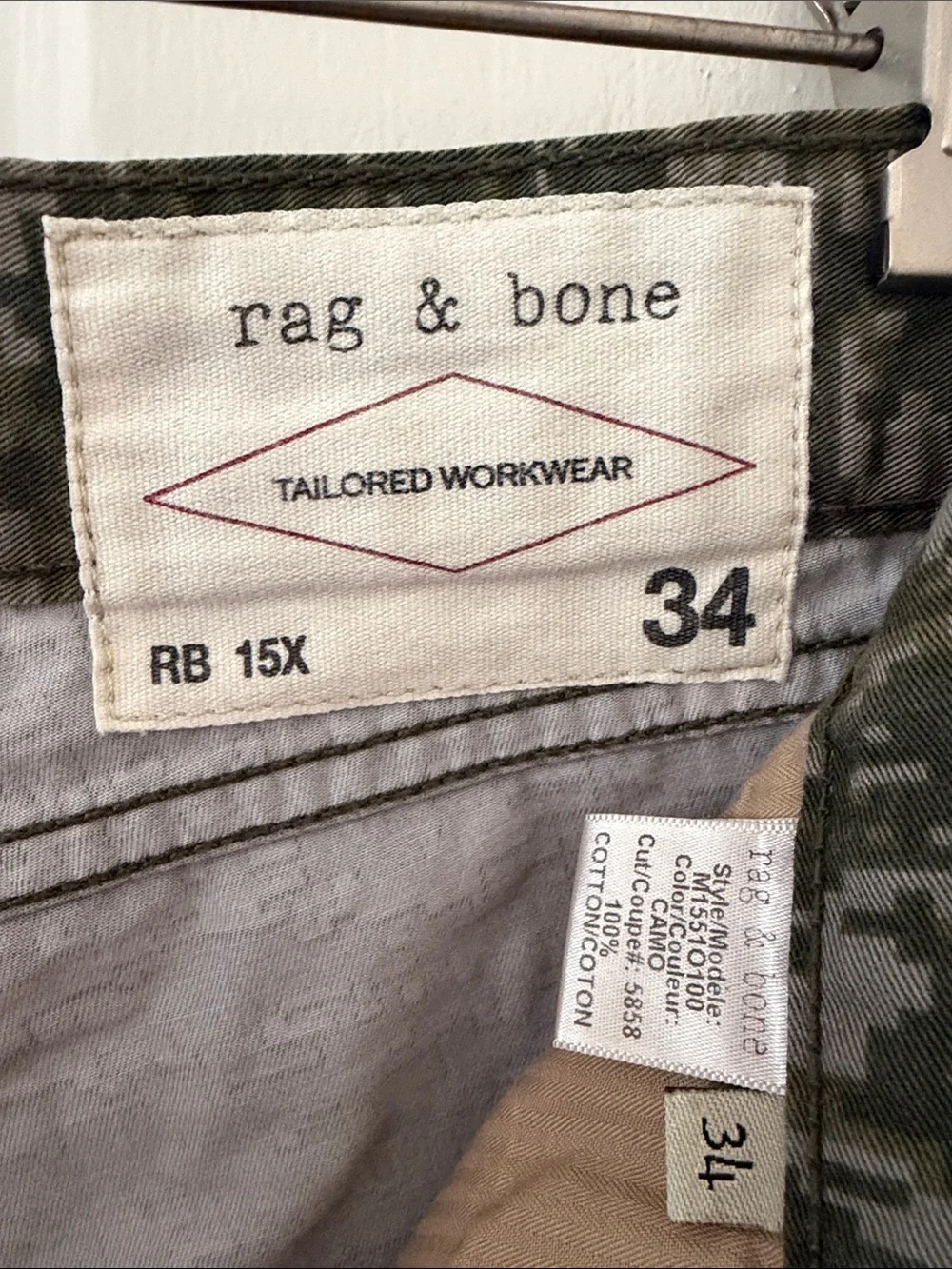 rag & bone Men's Slim Straight Camo Jeans in Olive and Gray
